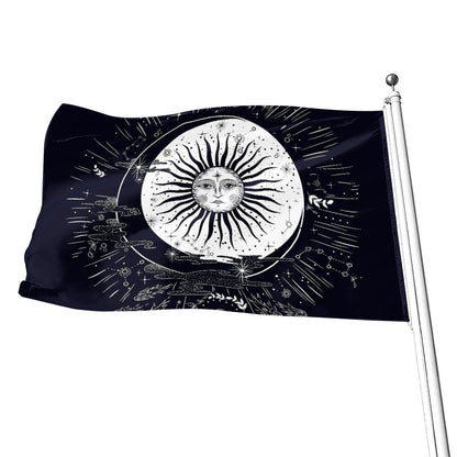 Vintage Celestial Sun Print Flag