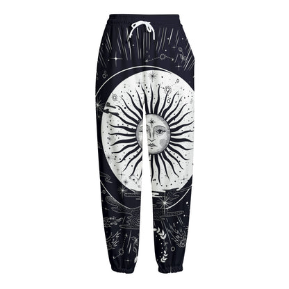 Vintage Celestial Sun Print Fleece Lined Knit Pants