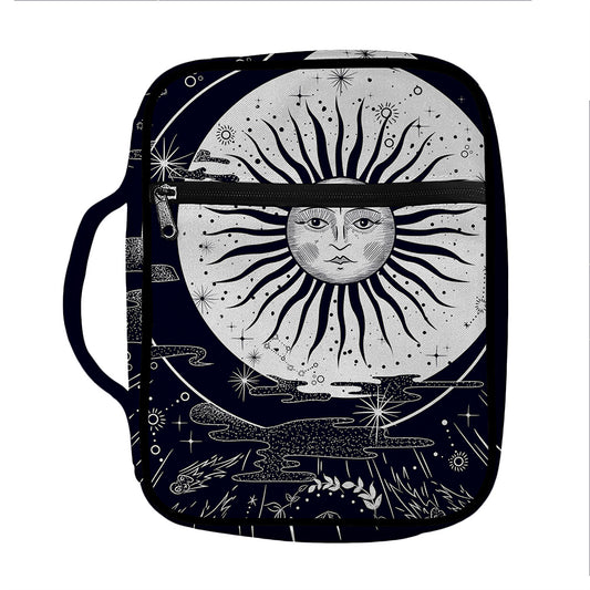 Vintage Celestial Sun Print Front Pocket Bible Bag