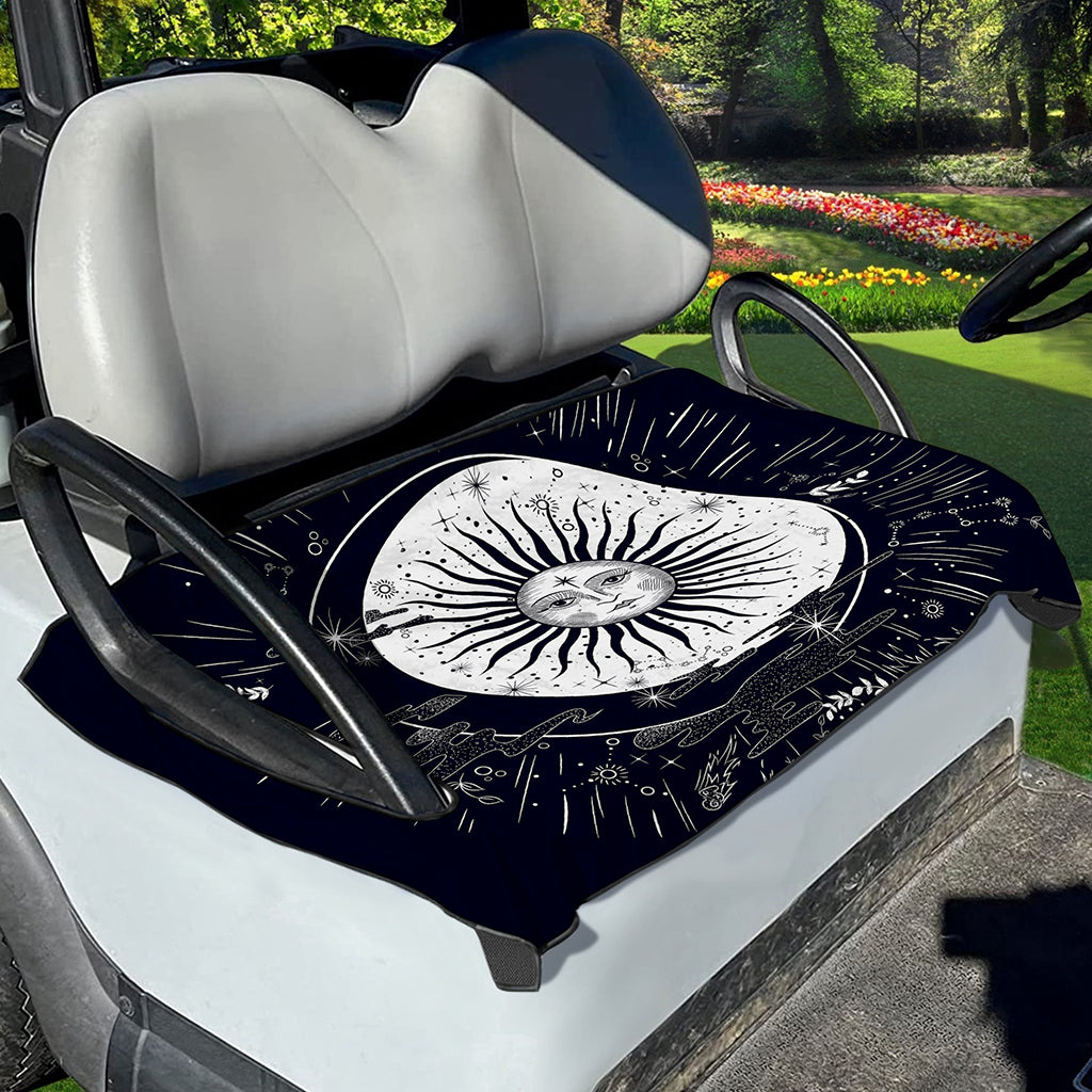 Vintage Celestial Sun Print Golf Cart Seat Cover
