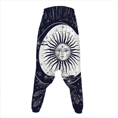 Vintage Celestial Sun Print Hammer Pants