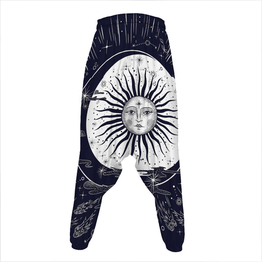 Vintage Celestial Sun Print Hammer Pants