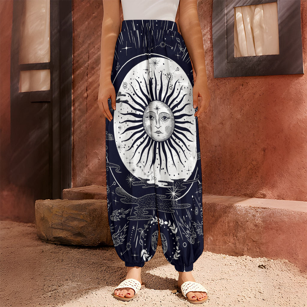 Vintage Celestial Sun Print Harem Pants