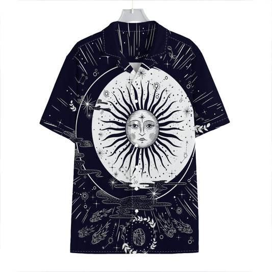 Vintage Celestial Sun Print Hawaiian Shirt