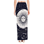 Vintage Celestial Sun Print High Slit Maxi Skirt