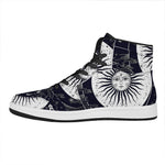 Vintage Celestial Sun Print High Top Leather Sneakers