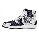 Vintage Celestial Sun Print High Top Leather Sneakers