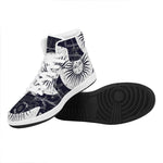 Vintage Celestial Sun Print High Top Leather Sneakers