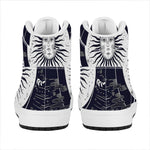 Vintage Celestial Sun Print High Top Leather Sneakers
