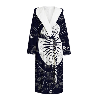 Vintage Celestial Sun Print Hooded Bathrobe