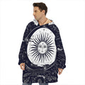 Vintage Celestial Sun Print Hoodie Blanket