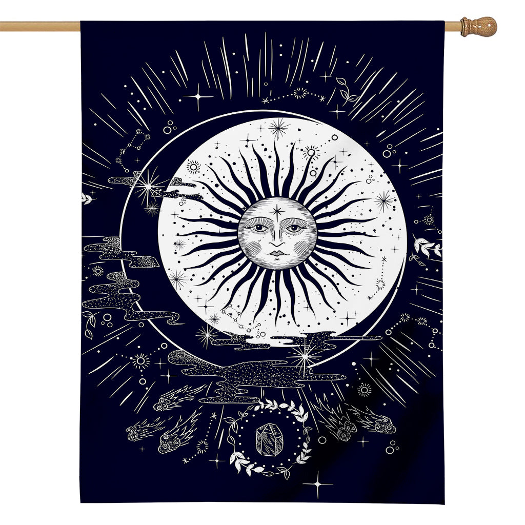 Vintage Celestial Sun Print House Flag