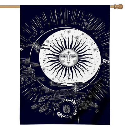 Vintage Celestial Sun Print House Flag