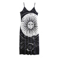 Vintage Celestial Sun Print Jersey Midi Cami Dress