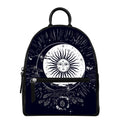 Vintage Celestial Sun Print Leather Backpack