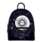 Vintage Celestial Sun Print Leather Backpack