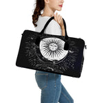 Vintage Celestial Sun Print Leather Duffle Bag