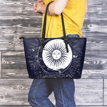 Vintage Celestial Sun Print Leather Tote Bag