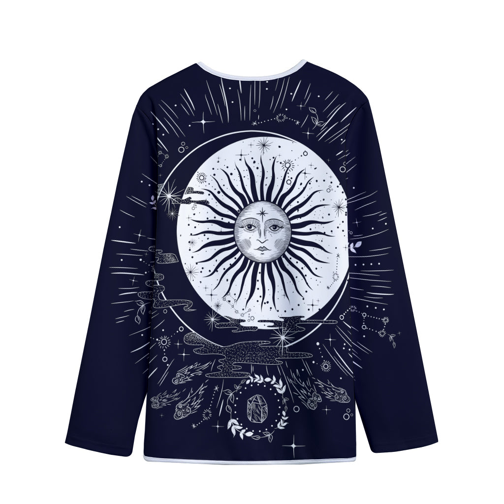 Vintage Celestial Sun Print Long Sleeve Short Coat