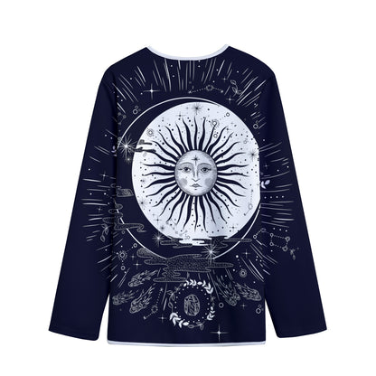 Vintage Celestial Sun Print Long Sleeve Short Coat
