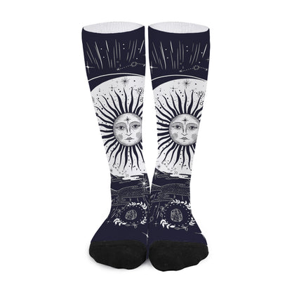 Vintage Celestial Sun Print Long Socks