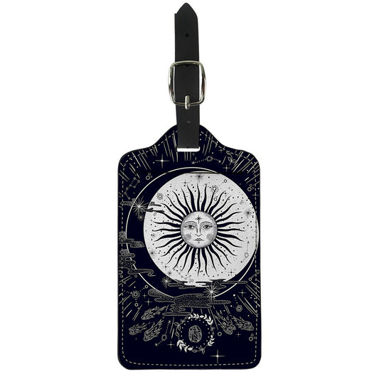 Vintage Celestial Sun Print Luggage Tag