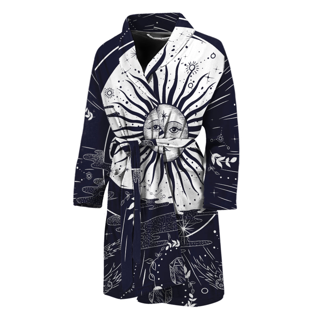Vintage Celestial Sun Print Men's Bathrobe
