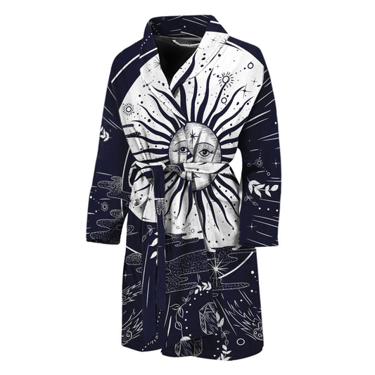 Vintage Celestial Sun Print Men's Bathrobe