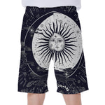 Vintage Celestial Sun Print Men's Beach Shorts