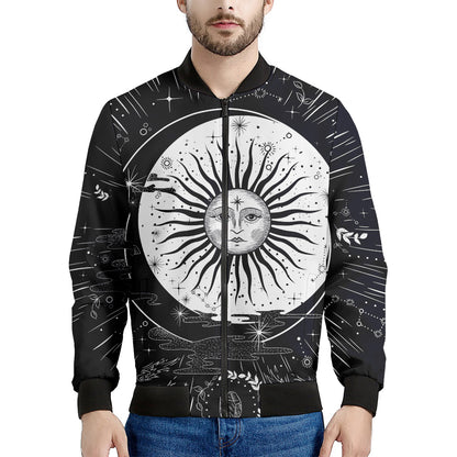 Vintage Celestial Sun Print Men's Bomber Jacket
