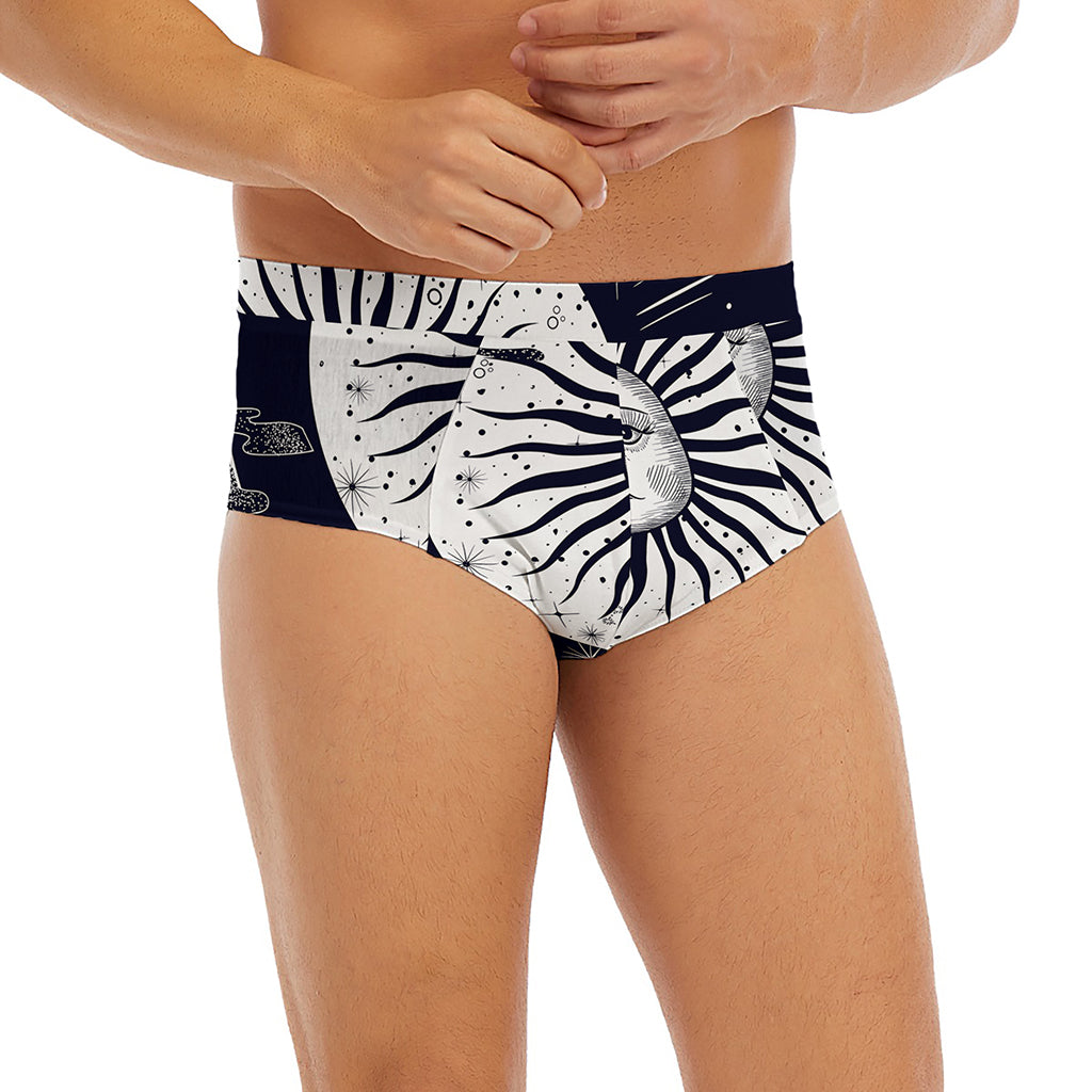 Vintage Celestial Sun Print Men's Briefs