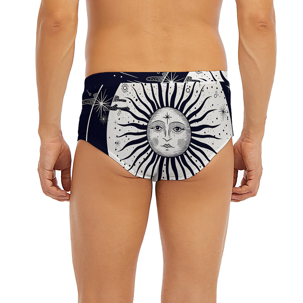 Vintage Celestial Sun Print Men's Briefs