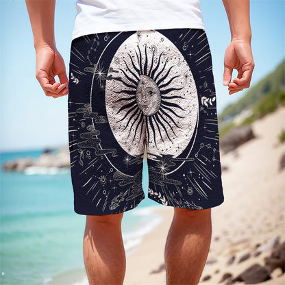 Vintage Celestial Sun Print Men's Cargo Shorts