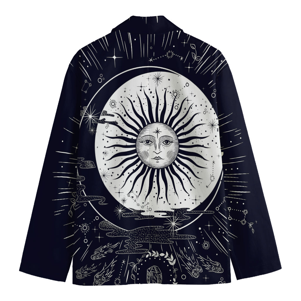 Vintage Celestial Sun Print Men's Cotton Blazer