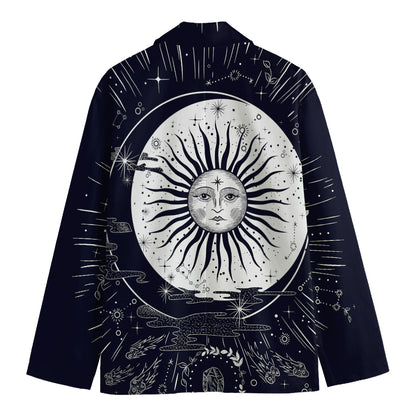 Vintage Celestial Sun Print Men's Cotton Blazer