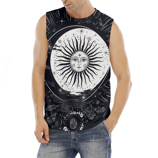 Vintage Celestial Sun Print Men's Fitness Tank Top