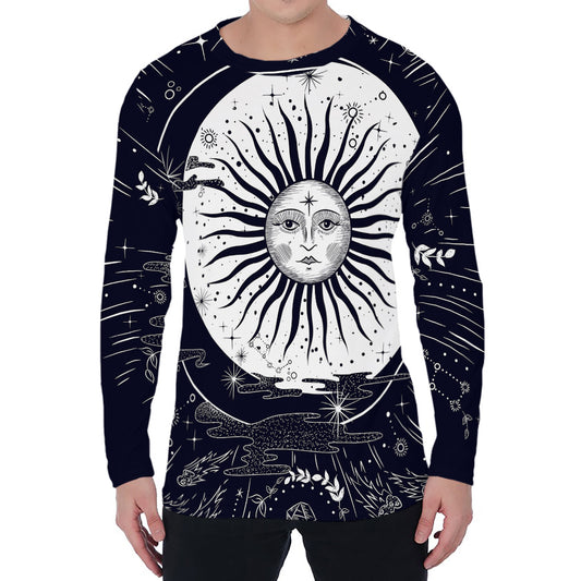 Vintage Celestial Sun Print Men's Long Sleeve T-Shirt