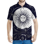 Vintage Celestial Sun Print Men's Polo Shirt
