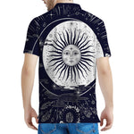 Vintage Celestial Sun Print Men's Polo Shirt
