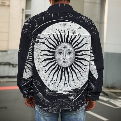 Vintage Celestial Sun Print Men's Shirt Jacket