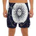 Vintage Celestial Sun Print Men's Split Running Shorts