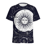 Vintage Celestial Sun Print Men's Sports T-Shirt