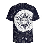 Vintage Celestial Sun Print Men's Sports T-Shirt
