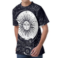 Vintage Celestial Sun Print Men's Velvet T-Shirt