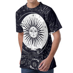 Vintage Celestial Sun Print Men's Velvet T-Shirt