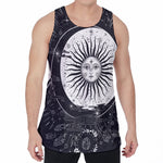 Vintage Celestial Sun Print Men's Velvet Tank Top
