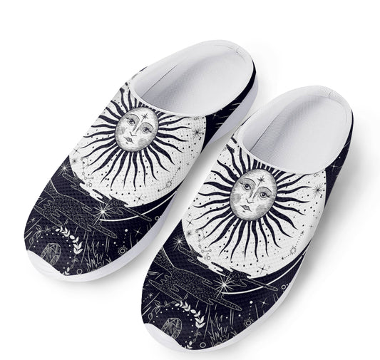 Vintage Celestial Sun Print Mesh Casual Shoes