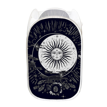 Vintage Celestial Sun Print Mesh Laundry Hamper
