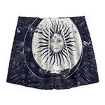 Vintage Celestial Sun Print Mesh Shorts