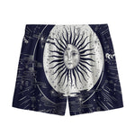 Vintage Celestial Sun Print Mesh Shorts